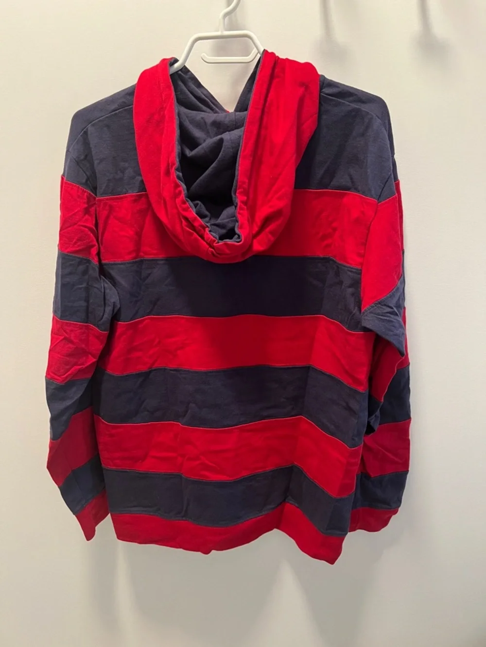 Stussy Red and Black Striped Hoodie Sweatshirt - Picture 6 of 6